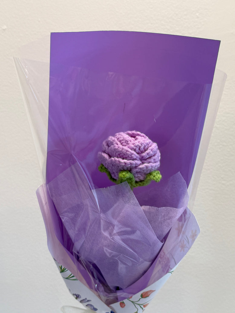Lavender rose crochet single bouquet