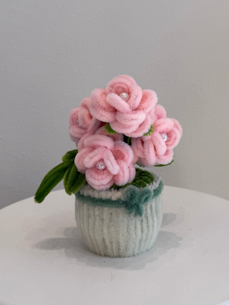 Pink roses handmade pipe cleaner