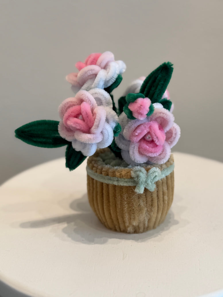 Blush pink roses handmade pipe cleaner