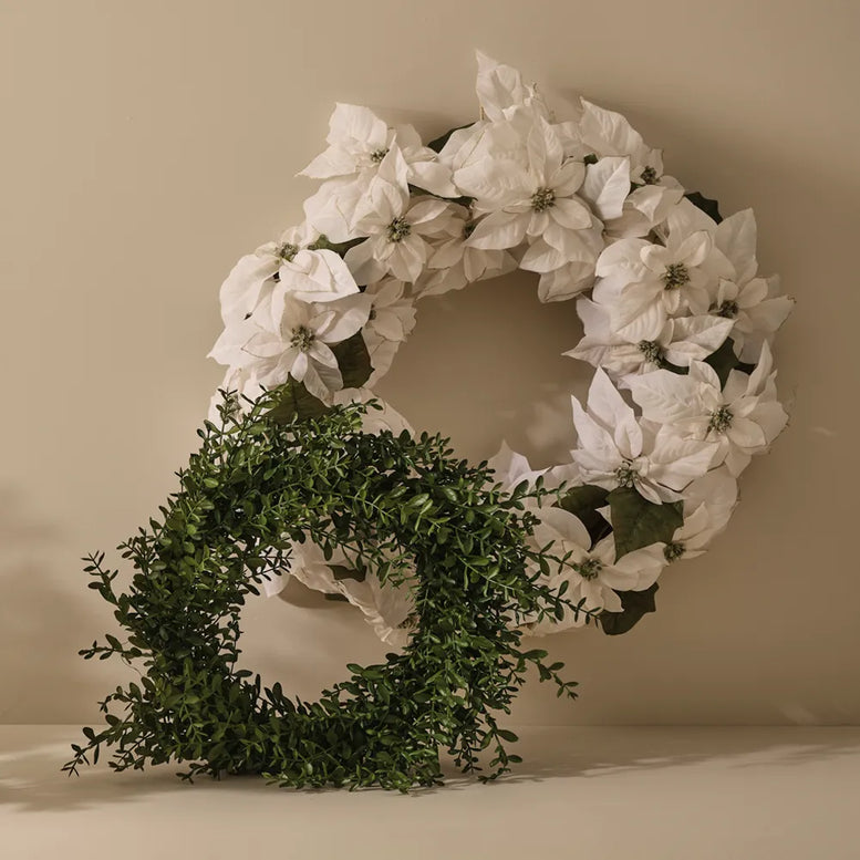 Poinsettia Glitter Wreath 76cm