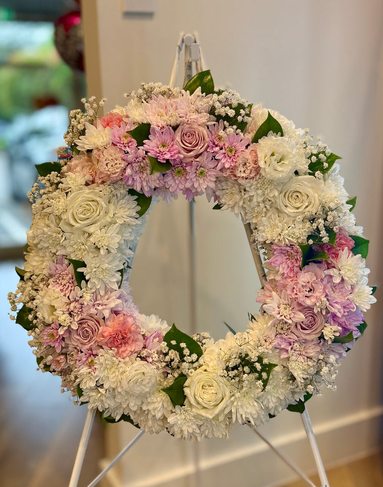 Pink and White 40cm Wreath