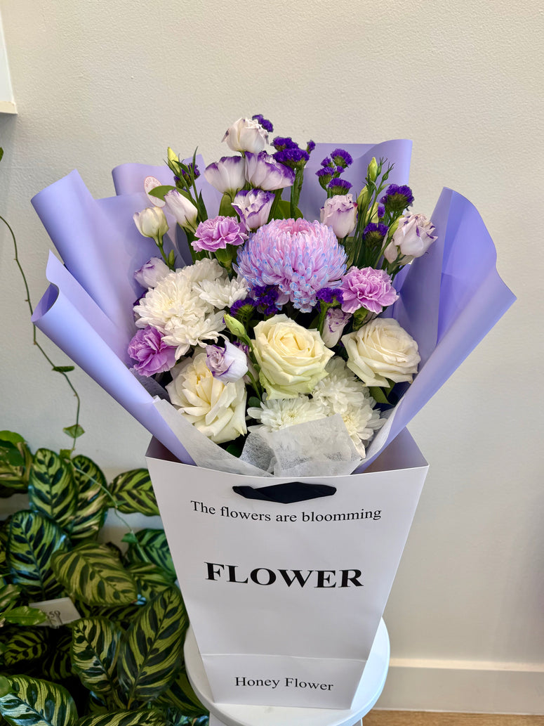Ivory and Lavender Bouquet, Medium Size( As Shown)