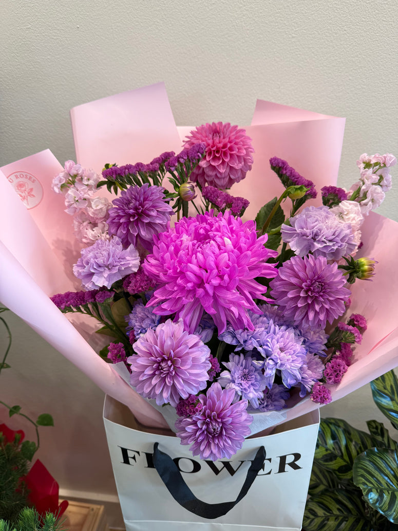 Standard Dahlia Pink Purple Bouquet