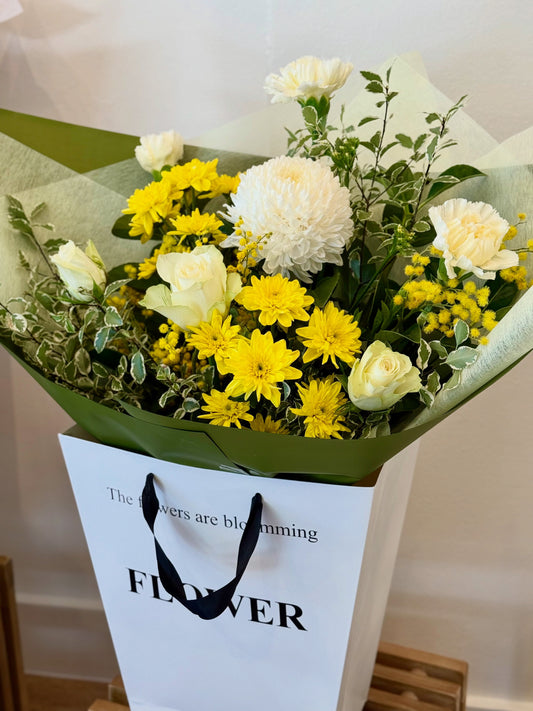 Classic white and sunny standard bouquet